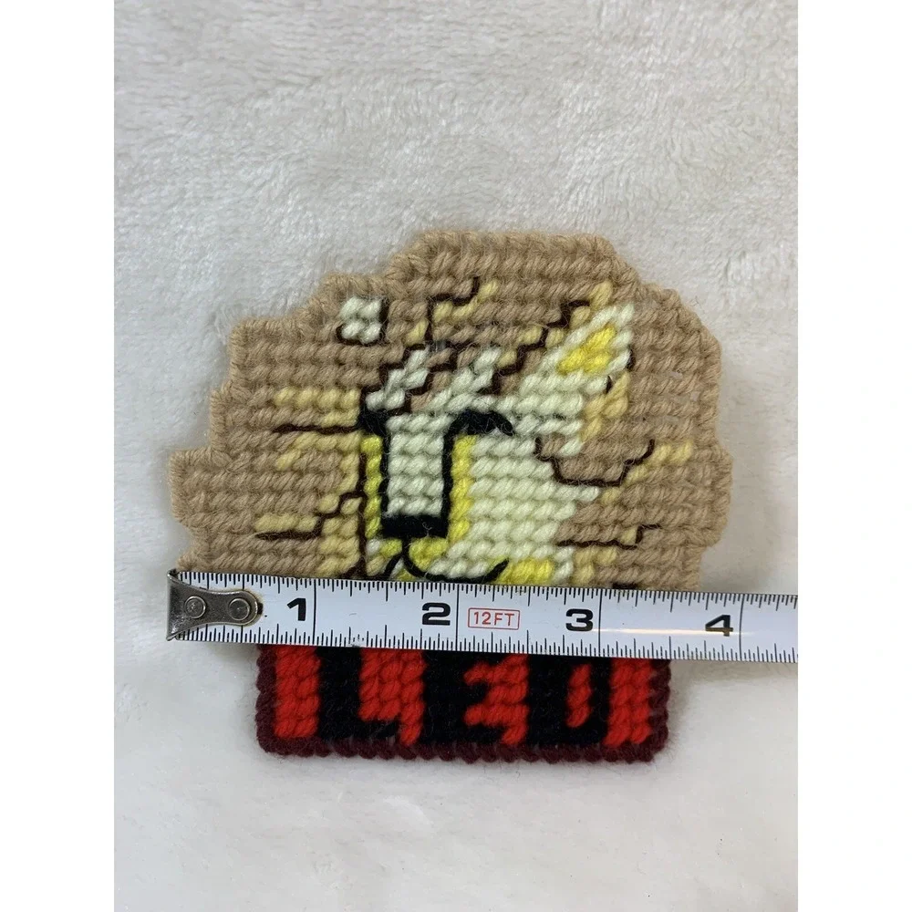 Vintage Leo Horoscope‎ Sign Lion Handmade Needlepoint Plastic Canvas Magnet OOAK
